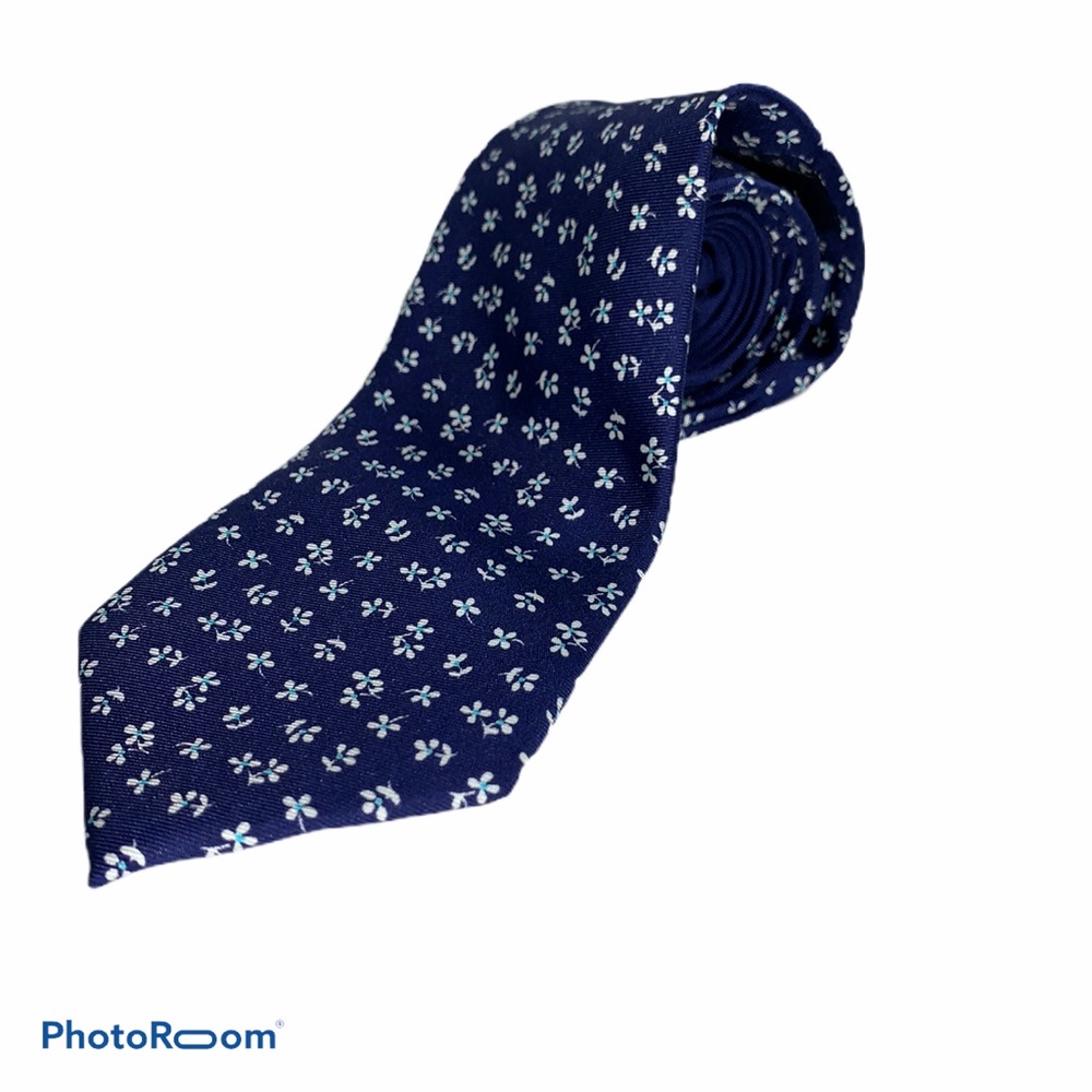 Tommy Hilfiger neck tie silk floral blue white